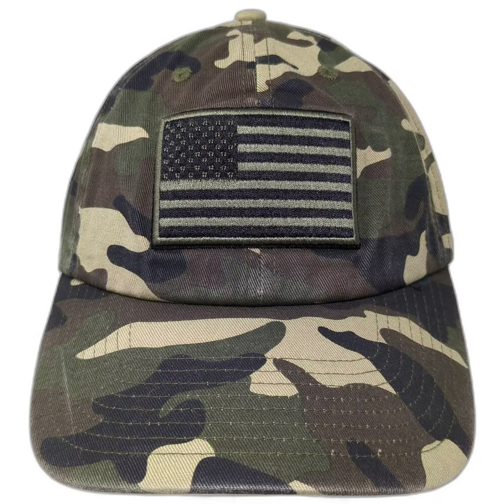 47 Twins Green Woodland Camo Tactical US Flag Baseball Cap One Size Hat OSFM